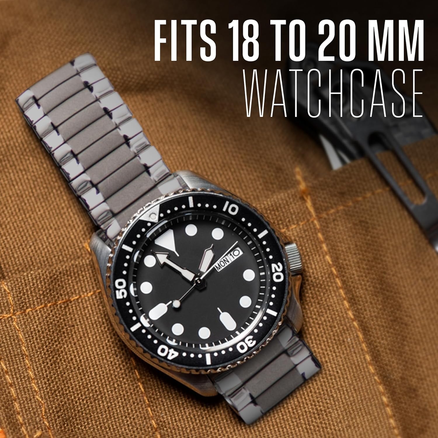 STUNNING SELECTION Alpine Stainless Steel Expansion Watch Band for Men and Women Flexible Replacement Strap Compatible with Regular and Smart Watches Two Tone - View 3 of 9