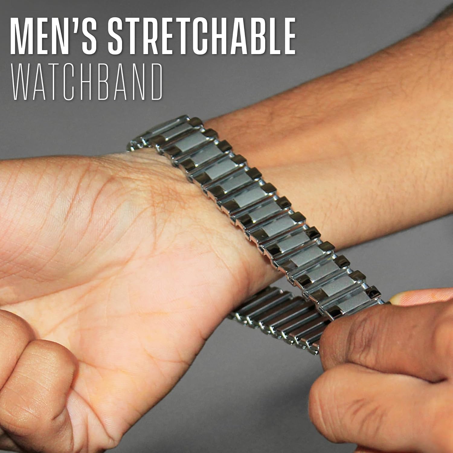 STUNNING SELECTION Alpine Stainless Steel Expansion Watch Band for Men and Women Flexible Replacement Strap Compatible with Regular and Smart Watches Two Tone - View 6 of 9