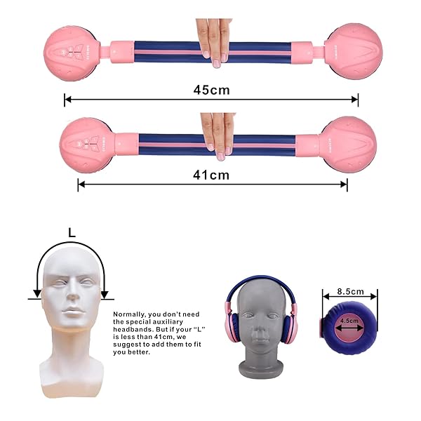 SIMOLIO SIMOLIO Kids Wireless Headphones Volume Limited Bluetooth Over Ear Headset for Girls Adjustable Foldable Stereo for iPad Kindle Fire Tablet Pink - View 7 of 7