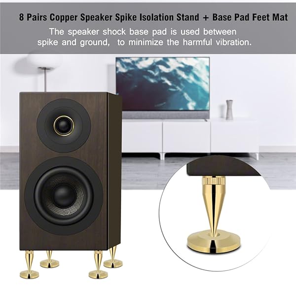 Zerone Zerone Speaker Spike Pad Kit: 8 Pairs of 6x36mm Copper Isolation Stands for Speakers, Amplifiers & Turntables - View 3 of 10
