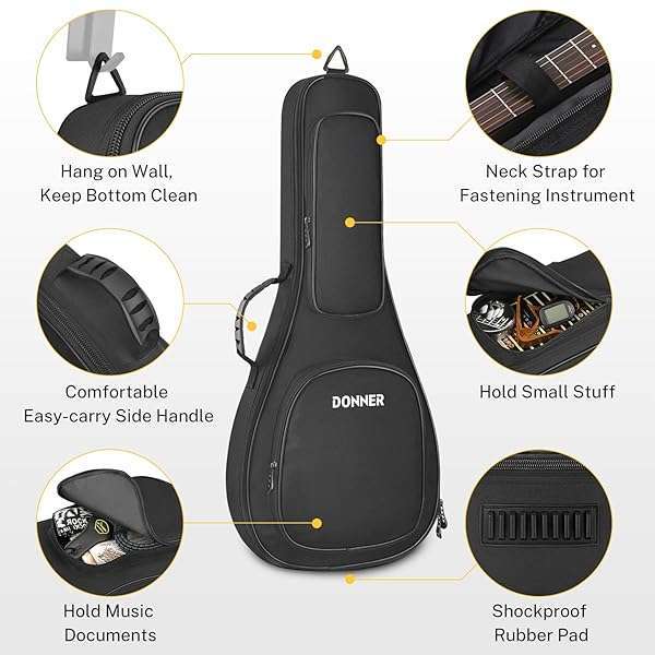 Donner Donner 28 Inch Mandolin Case - Waterproof Nylon Gig Bag with Padded Sponge & Metal Zippers for A & F Style Mandolins - View 4 of 8
