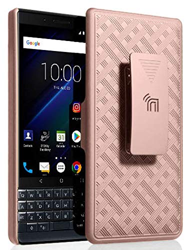 Nakedcellphone Rose Gold Kickstand Case with Clip for BlackBerry Key2 LE - Rotating Belt Holster Combo - View 3 of 10