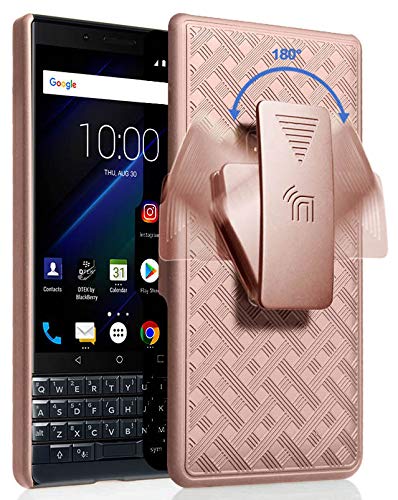 Nakedcellphone Rose Gold Kickstand Case with Clip for BlackBerry Key2 LE - Rotating Belt Holster Combo - View 10 of 10