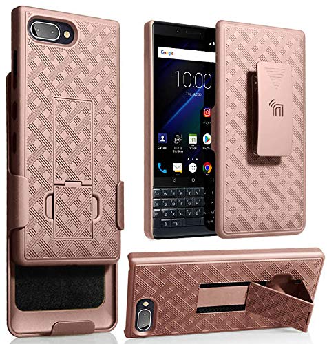 Nakedcellphone Rose Gold Kickstand Case with Clip for BlackBerry Key2 LE - Rotating Belt Holster Combo - View 2 of 10