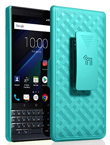 Nakedcellphone Teal Mint Cyan Clip Case for BlackBerry Key2 LE - Kickstand Cover & Belt Holster Combo - View 3 of 10
