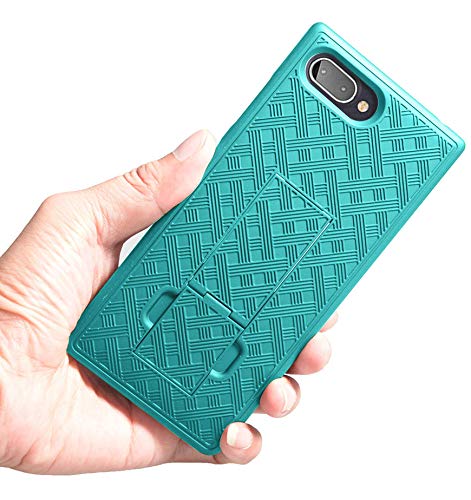 Nakedcellphone Teal Mint Cyan Clip Case for BlackBerry Key2 LE - Kickstand Cover & Belt Holster Combo - View 6 of 10