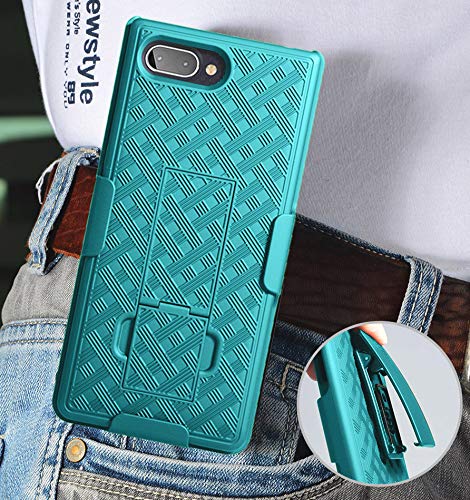 Nakedcellphone Teal Mint Cyan Clip Case for BlackBerry Key2 LE - Kickstand Cover & Belt Holster Combo - View 7 of 10