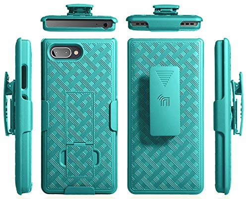 Nakedcellphone Teal Mint Cyan Clip Case for BlackBerry Key2 LE - Kickstand Cover & Belt Holster Combo - View 9 of 10