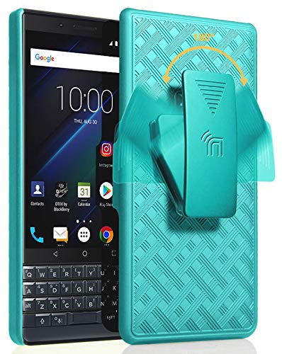 Nakedcellphone Teal Mint Cyan Clip Case for BlackBerry Key2 LE - Kickstand Cover & Belt Holster Combo - View 10 of 10