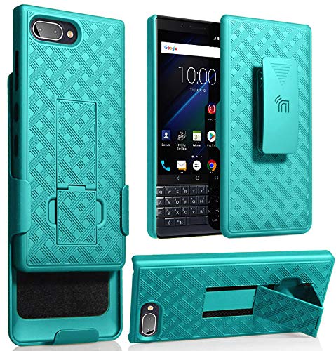 Teal Mint Cyan Clip Case for BlackBerry Key2 LE - Kickstand Cover & Belt Holster Combo