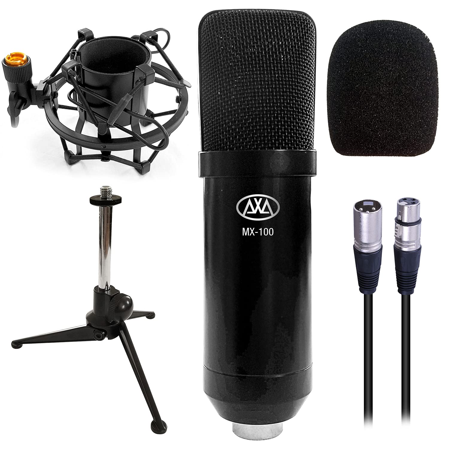 AXA AXCESSABLES AxcessAbles Cardioid XLR Condenser Microphone for Recording and Podcasting Compatible with Scarlett Behringer PreSonus Audio Interfaces