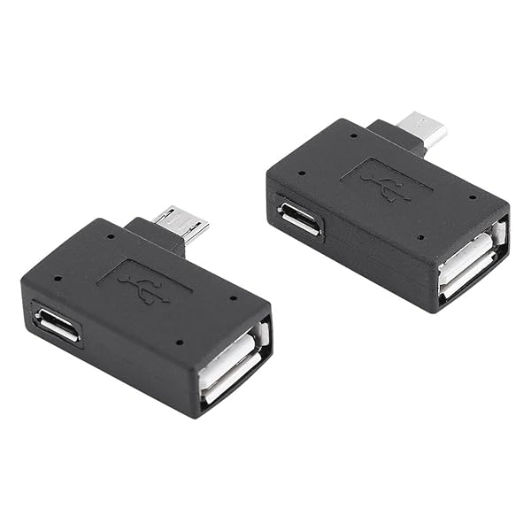 Zerone Zerone 2Pcs Micro USB OTG Adapter - 90 Degree Angled Female to Male with USB Power Supply - View 5 of 10