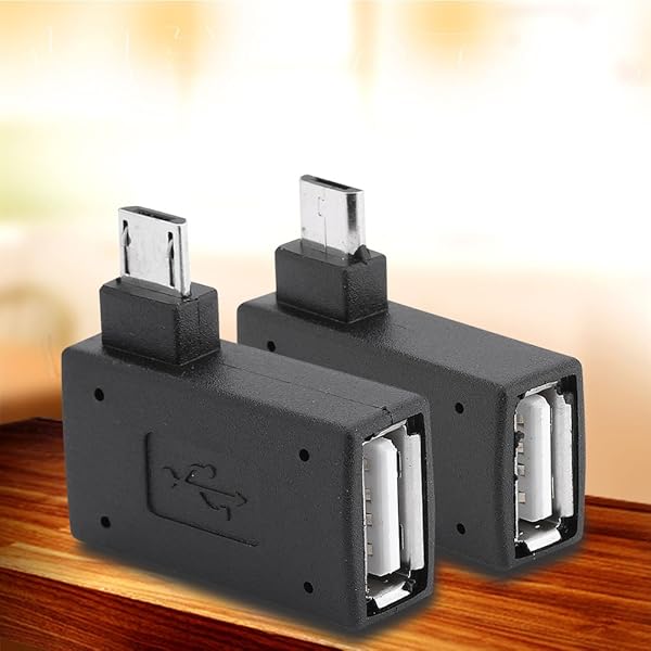 Zerone Zerone 2Pcs Micro USB OTG Adapter - 90 Degree Angled Female to Male with USB Power Supply - View 7 of 10