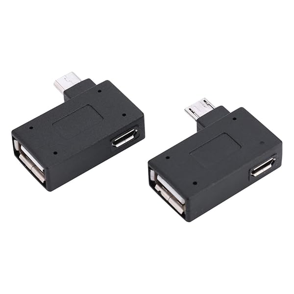Zerone Zerone 2Pcs Micro USB OTG Adapter - 90 Degree Angled Female to Male with USB Power Supply - View 9 of 10