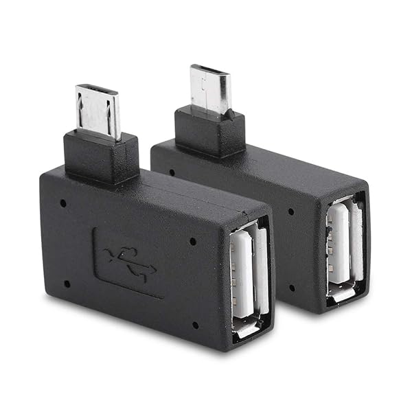 Zerone Zerone 2Pcs Micro USB OTG Adapter - 90 Degree Angled Female to Male with USB Power Supply - View 10 of 10