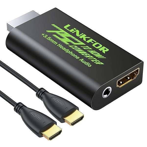 LiNKFOR PS2 to HDMI Converter: Enhance Your PlayStation 2 Experience with 3.5mm Audio Jack & 3ft HDMI Cable for HDTV