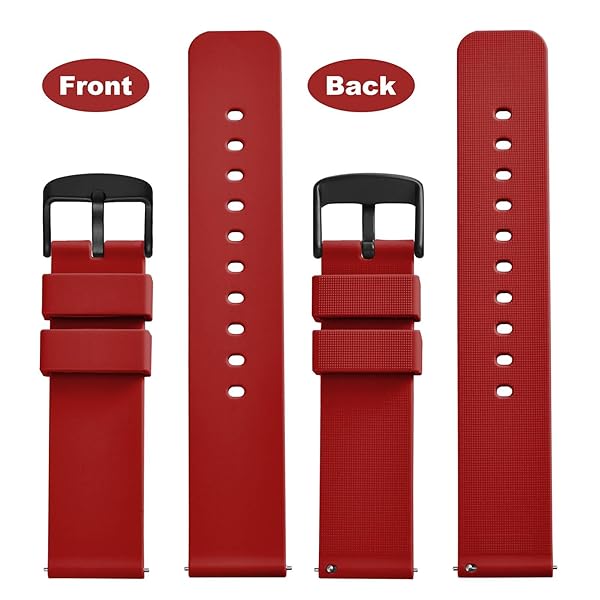 WOCCI WOCCI 22mm Silicone Watch Band Quick Release Rubber Replacement Strap with Black Stainless Steel Buckle in Christmas Red - View 4 of 9