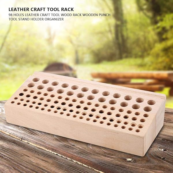 Akozon Akazon Leather Tool Holder: 98-Hole Organizer for Punching, Crafting & Painting Brushes - Perfect for Leatherworking - View 4 of 7