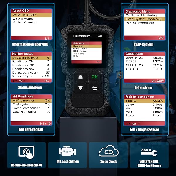LAUNCH LAUNCH Millennium 30 OBD2 Scanner Car Code Reader Full OBD2 Functions Check Engine Light Diagnostic Tool Lifetime Free Update - View 4 of 6