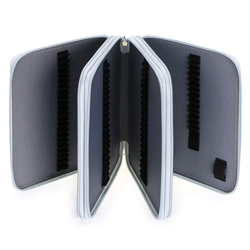 BTSKY BTSKY Deluxe PU Leather Pencil Case 120 Slot Holder with Handle for Colored Pencils Large White Marble - View 2 of 8