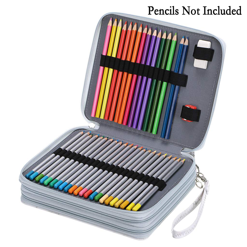 BTSKY BTSKY Deluxe PU Leather Pencil Case 120 Slot Holder with Handle for Colored Pencils Large White Marble - View 3 of 8