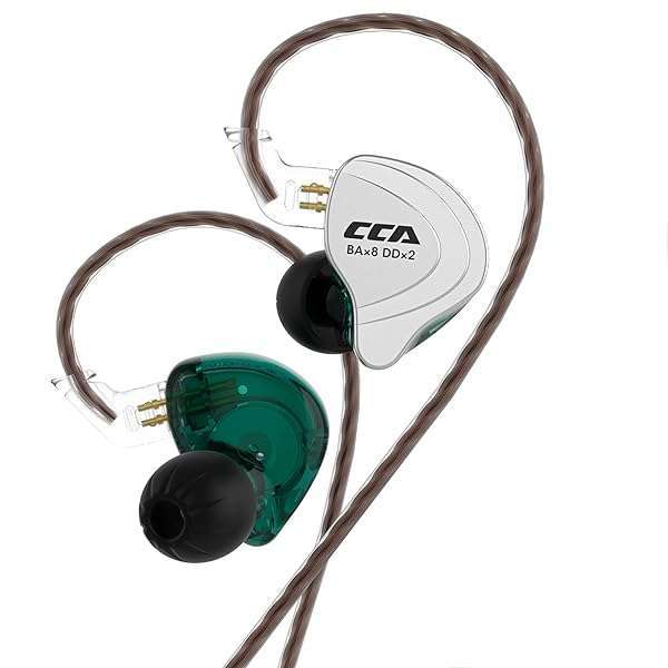 CCA C10 Hybrid In-Ear Monitors: HiFi 4BA 1DD Earbuds with Detachable Cable & 3.5mm Plug - High Resolution Sound