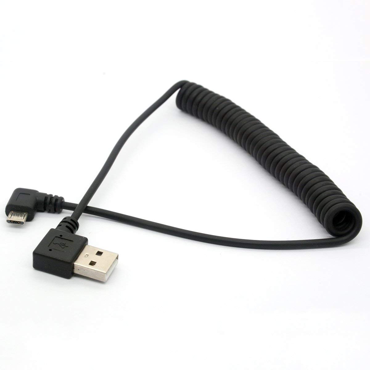 GLHONG 3 Feet Angled USB Cable Black USB 2.0 to Micro USB Fast Charging Compatible with Smartphone Tablet Laptop 480 Mbps
