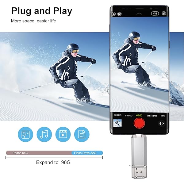 RAOYI RAOYI 32GB USB C Flash Drive 2 in 1 USB 3.0 Type C Dual OTG Metal Thumb Drive for Smartphones MacBook Computers and Tablets Silver - View 6 of 10