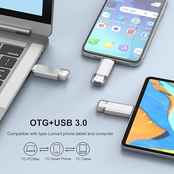 RAOYI RAOYI 32GB USB C Flash Drive 2 in 1 USB 3.0 Type C Dual OTG Metal Thumb Drive for Smartphones MacBook Computers and Tablets Silver - View 10 of 10