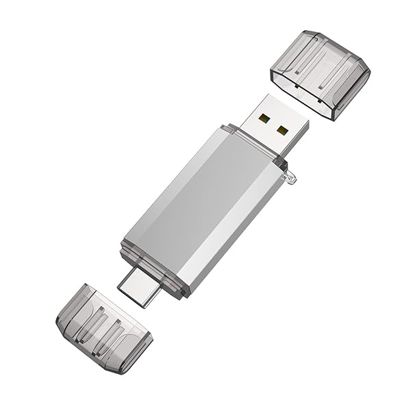 RAOYI RAOYI 32GB USB C Flash Drive 2 in 1 USB 3.0 Type C Dual OTG Metal Thumb Drive for Smartphones MacBook Computers and Tablets Silver - View 3 of 10