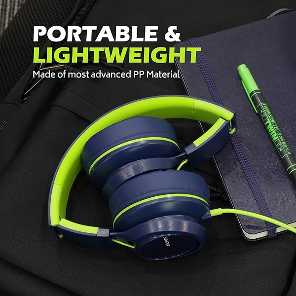 AILIHEN AILIHEN C8 Wired Headphones with Microphone and Volume Control for School Smartphones Laptops Tablets Airplane Travel Blue Green - View 6 of 6