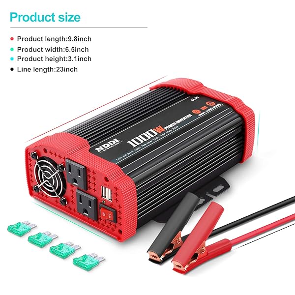 NDDI POWER Buy NDDI POWER 1000W Car Power Inverter - Dual AC Outlets & USB Fast Charging Adapter - View 5 of 8