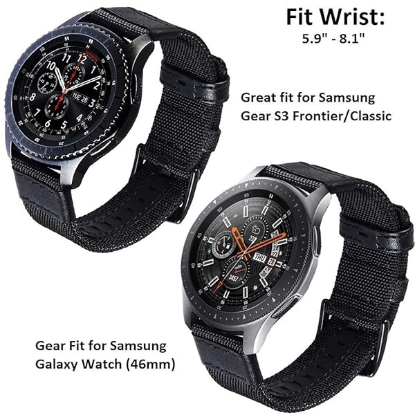 Olytop Durable 22mm Nylon Bands for Galaxy Watch 46mm, 3 45mm & Gear S3 - 2 Pack Sports Replacement Straps - View 3 of 7