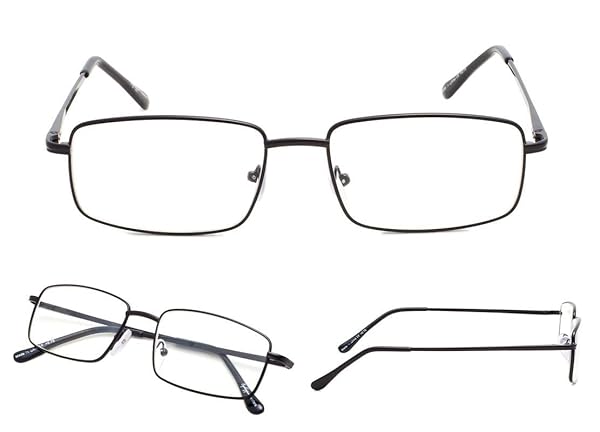 LUR Large Metal Reading Glasses for Men 3 Pack Black Stylish and Comfortable Readers - View 4 of 5