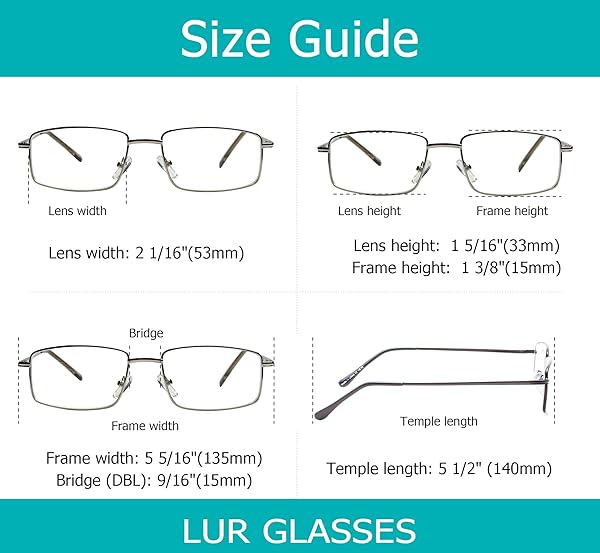 LUR Large Metal Reading Glasses for Men 3 Pack Black Stylish and Comfortable Readers - View 5 of 5