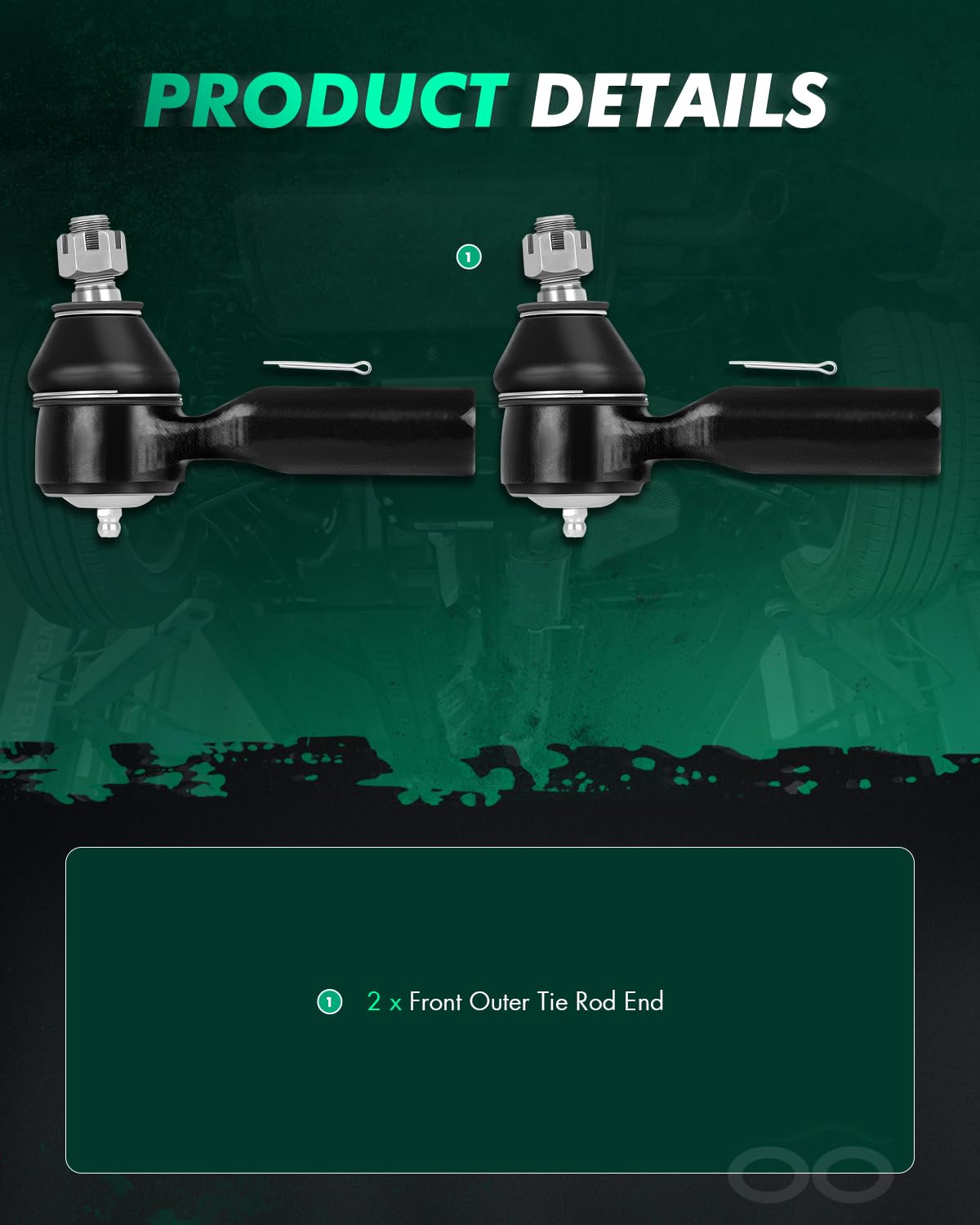 SCITOO SCITOO Suspension Kit 2 Front Outer Tie Rod End for 2001-2009 Ford Escape Mazda Tribute Mercury Mariner ES3631 - View 3 of 7