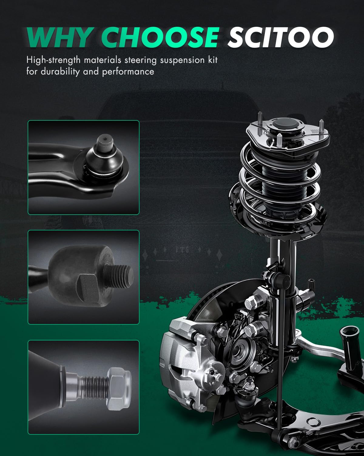 SCITOO SCITOO Suspension Kit 2 Front Outer Tie Rod End for 2001-2009 Ford Escape Mazda Tribute Mercury Mariner ES3631 - View 4 of 7