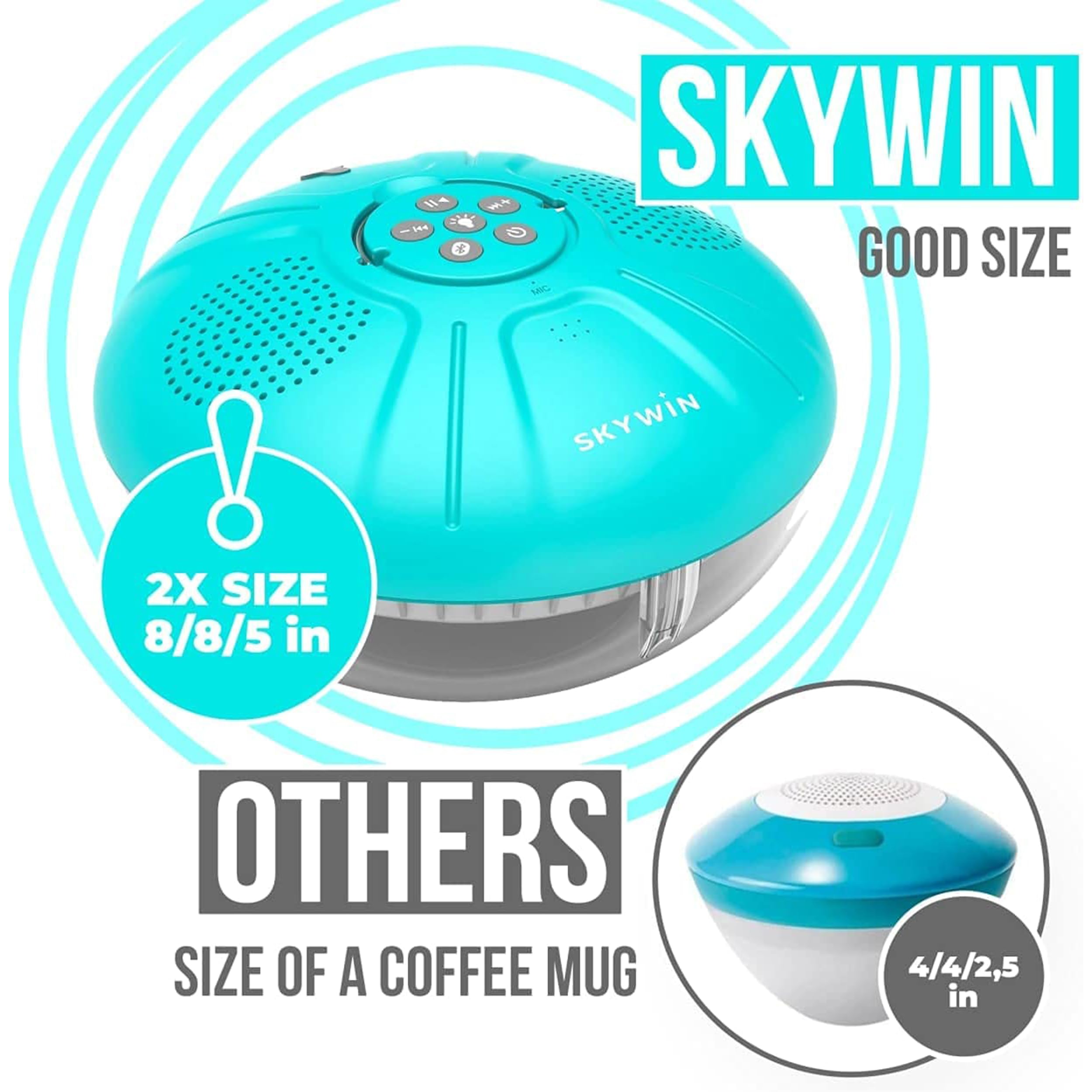 Skywin Skywin Floating Pool Speaker with Lights Water Resistant Wireless Hot Tub Accessories for Adults Inflatable Pool Lights - View 2 of 6