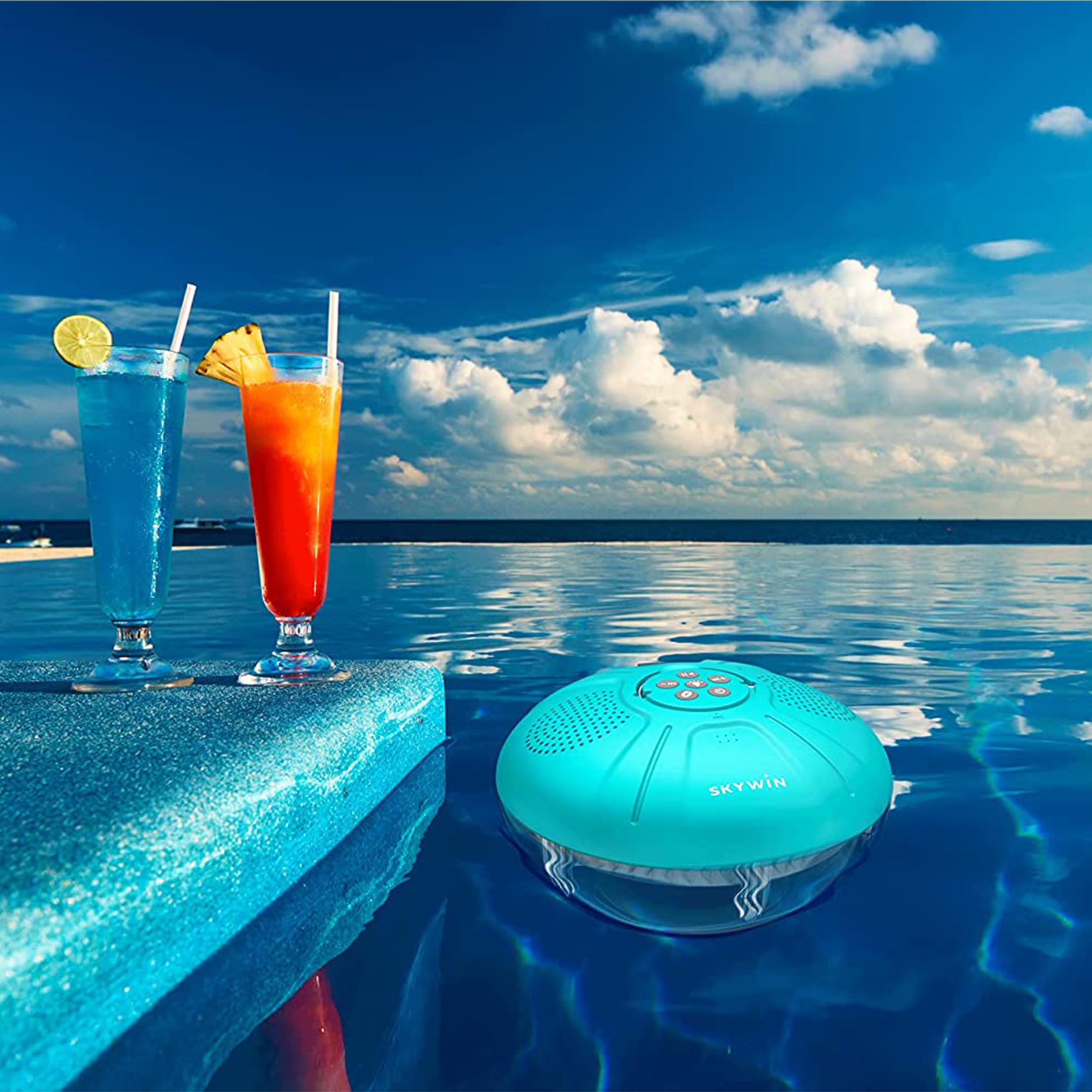 Skywin Skywin Floating Pool Speaker with Lights Water Resistant Wireless Hot Tub Accessories for Adults Inflatable Pool Lights - View 6 of 6