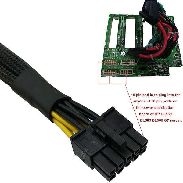 COMeap COMeap 10 Pin to Dual PCI-E 8 Pin Power Cable for HP DL580 DL585 DL980 G7 Server - 25in Adapter Splitter - View 4 of 8