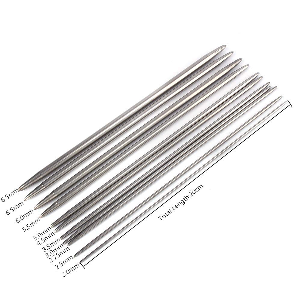Hilitand "Hilitand 55pcs Knitting Needles Set - 11 Sizes of 7.9" Double Pointed Stainless Steel for Sweater & Crochet DIY" - View 3 of 9