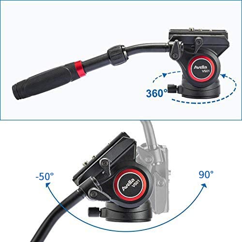 AVELLA Avella V501 Video Tripod Fluid Head: Lightweight, Heavy Duty, Quick Release for Canon, Nikon, Sony, Panasonic - 13.2lb Load Capacity - View 7 of 10