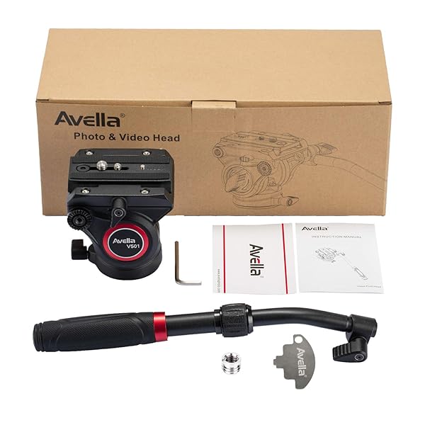 AVELLA Avella V501 Video Tripod Fluid Head: Lightweight, Heavy Duty, Quick Release for Canon, Nikon, Sony, Panasonic - 13.2lb Load Capacity - View 8 of 10