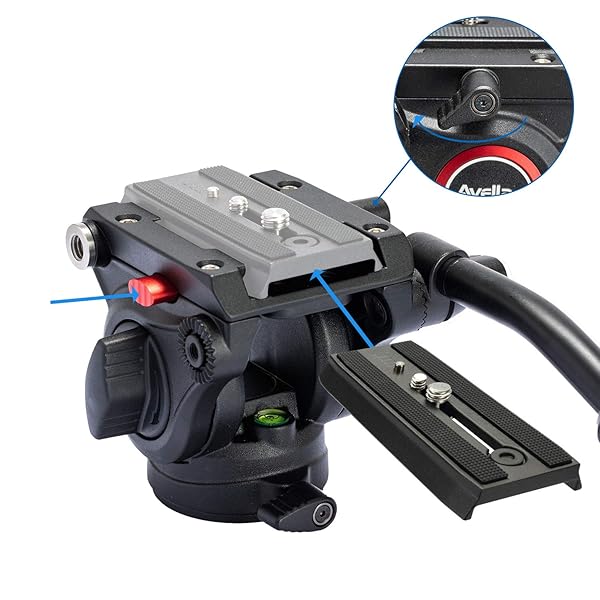 AVELLA Avella V501 Video Tripod Fluid Head: Lightweight, Heavy Duty, Quick Release for Canon, Nikon, Sony, Panasonic - 13.2lb Load Capacity - View 9 of 10