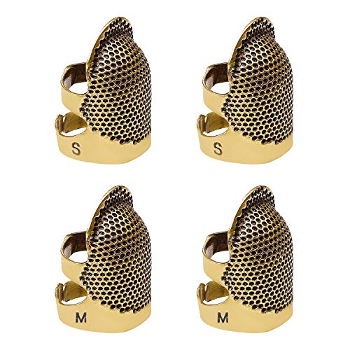TADAE 4 Pack Adjustable Sewing Thimbles - Metal Finger Protectors for Quilting & DIY Crafts | Essential Needlework Tools