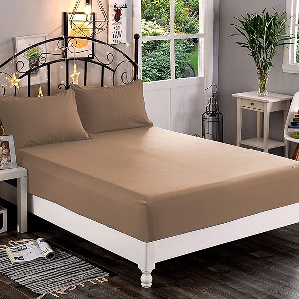 Elegant Comfort Elegant Comfort 1500 Premium Hotel Quality Fitted Sheet Soft Microfiber Deep Pocket Twin Twin XL Taupe Wrinkle Fade Resistant