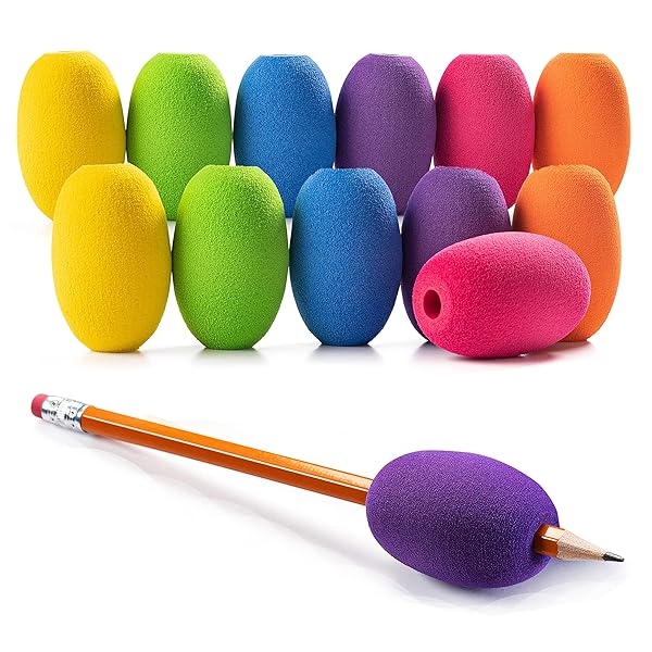Special Supplies 12-Pack Egg Pen Pencil Grips for Kids & Adults - Ergonomic, Colorful Holders for Handwriting & Drawing