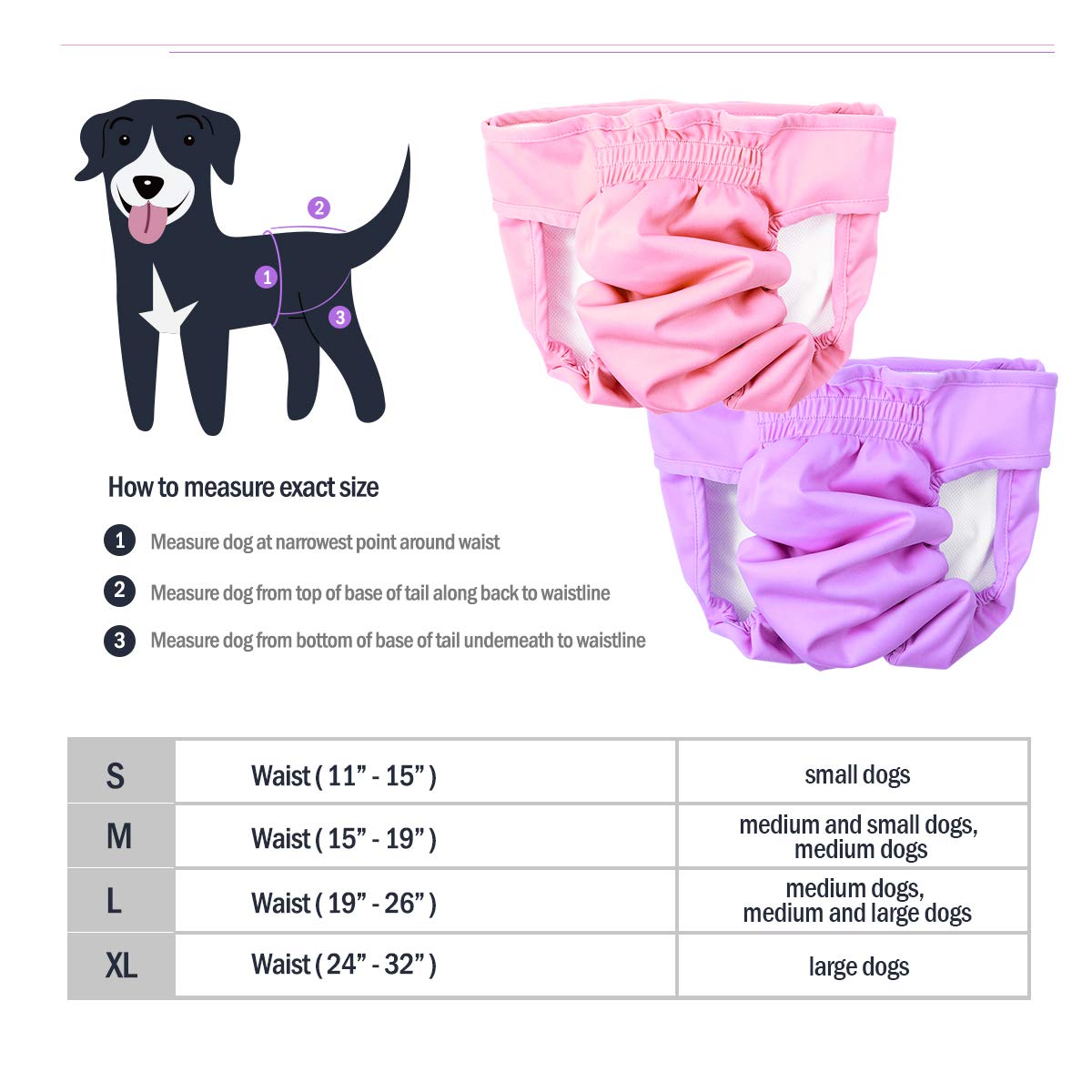 POPETPOP POPETPOP 2 Pack Reusable Dog Diapers for Female Dogs Size L Washable Pants and Wraps - View 4 of 9
