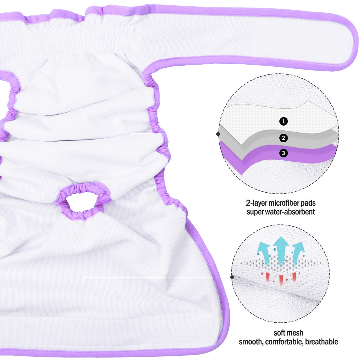 POPETPOP POPETPOP 2 Pack Reusable Dog Diapers for Female Dogs Size S Washable Pants and Wraps - View 3 of 9