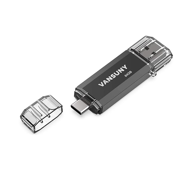 Vansuny Vansuny 64GB 2-in-1 OTG USB 3.0 & USB-C Flash Drive for Android, MacBook, PC - Dual Type C Memory Stick with Keychain